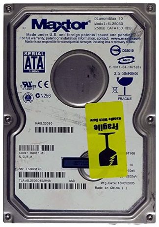 250GB HDD SATA2 Maxtor DiamondMax 10 6L250S0 SATA ID14142