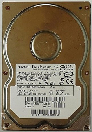 40GB HDD Hitachi Deskstar HDS722540VLSA80 SATA ID12007