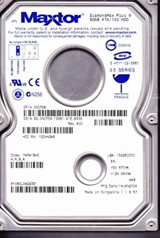 6Y080L0, Code YAR41BW0, NMBA, Maxtor 80GB IDE 3.5 Festplatte