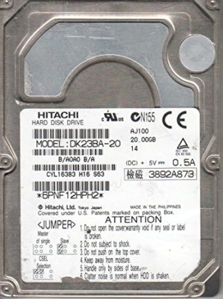 DK23BA-20, B/A0A0B/A, SH251, Hitachi 20GB IDE 2.5 Festplatte