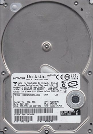 HDS725050KLA360, PN 0A31619, MLC BA1645, Hitachi 500GB SATA 3.5 Festplatte