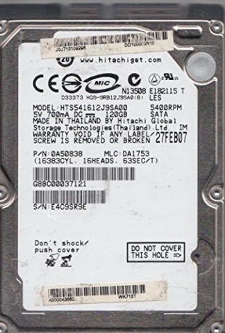 HTS541612J9SA00, PN 0A50838, MLC DA1753, Hitachi 120GB SATA 2.5 Hard Drive