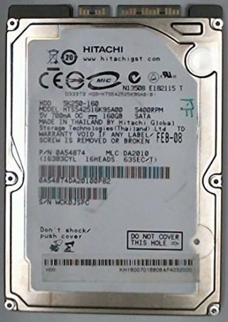 HTS542516K9SA00 2,5" Hitachi Parts for Data recovery, ersatzteile
