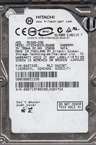 HTS543225L9SA00, PN 0A57335, MLC DA2987, Hitachi 250GB SATA 2.5 Festplatte