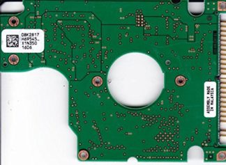 HTS548040M9AT00, PN 08K0846, 08K2817 H69545, Hitachi 40GB IDE 2.5 Leiterplatte (PCB)