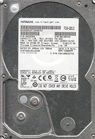 HUA722010CLA330, PN 0A39289, MLC JPT3EA, Hitachi 1TB SATA 3.5 Hard Drive