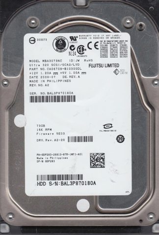 MBA3073NC, PN CA06708-B10300DL, Fujitsu 73GB SCSI 3.5 Festplatte