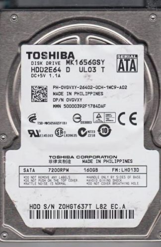MK1656GSY, LH013D, HDD2E64 D UL03 T, Toshiba 160GB SATA 2.5 Festplatte