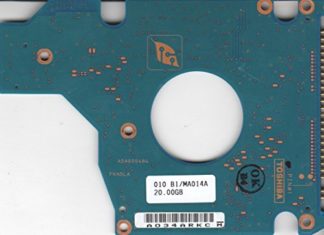 MK2023GAS, HDD2187 U ZE01 T, G5B000484000-A, Toshiba 20GB IDE 2.5 Leiterplatte (PCB)