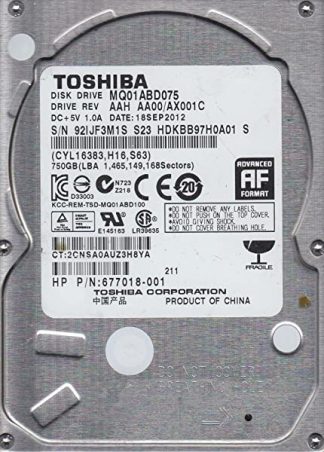 MQ01ABD075, AA00/AX001C, HDKBB97H0A01 S, Toshiba 750GB SATA 2.5 Hard Drive