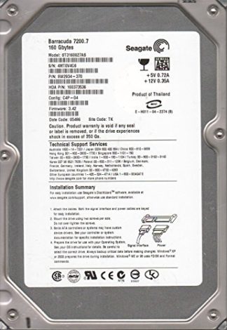 ST3160827AS, 4MT, TK, PN 9W2934-370, FW 3.42, Seagate 160GB SATA 3.5 Festplatte