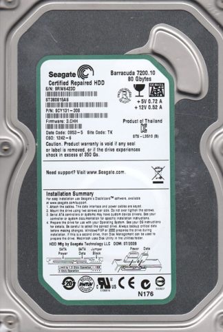 ST380815AS, PN 9CY131-308, FW 3.CHH, Seagate 80GB SATA 3.5 Festplatte