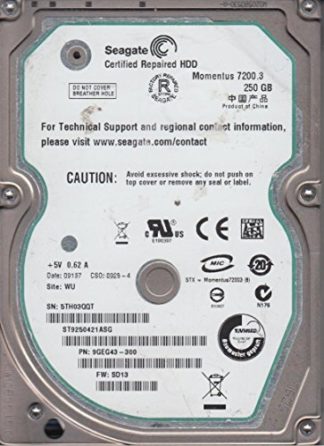 ST9250421ASG, 5TH, WU, PN 9GEG43-300, FW SD13, Seagate 250GB SATA 2.5 Festplatte
