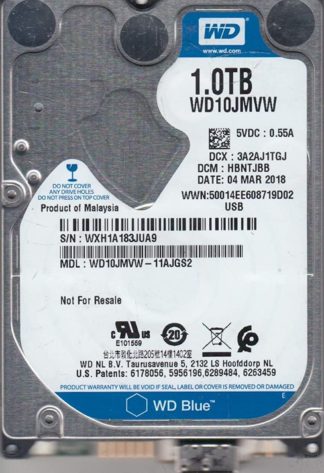 WD10JMVW-11AJGS2, DCM HBNTJBB, 1TB USB 2.5 Hard Drive