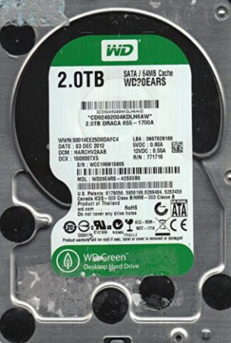 WD20EARS-42S0XB0, DCM HARCHV2AAB, Western Digital 2TB SATA 3.5 Hard Drive