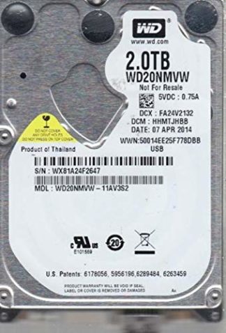 WD20NMVW-11AV3S2, DCM HHMTJHBB, 2TB USB 2.5 Hard Drive
