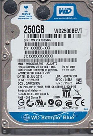 WD2500BEVT-22A23T0, DCM HHBVJHB, Western Digital 250GB SATA 2.5 Hard Drive
