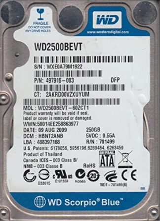 WD2500BEVT-60ZCT1, DCM HBNT2ANB, Western Digital 250GB SATA 2.5 Festplatte