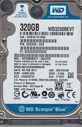 WD3200BEVT-22A23T0, DCM HHMTJHN, Western Digital 320GB SATA 2.5 Festplatte