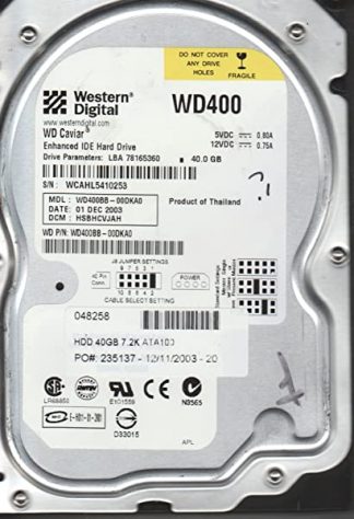 WD400BB-00DKA0, DCM HSBHCVJAH, Western Digital 40GB IDE 3.5 Festplatte