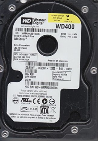 WD400BD-75MRA1, DCM HSBACTJCA, Western Digital 40GB SATA 3.5 Hard Drive