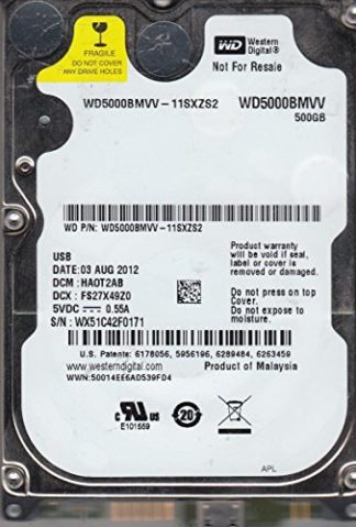WD5000BMVV-11SXZS2, DCM HAOT2AB, Western Digital 500GB USB 2.5 Hard Drive