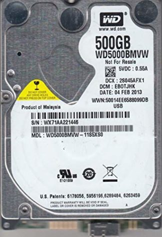 WD5000BMVW-11S5XS0, DCM EBOTJHK, 500GB USB 2.5 Hard Drive