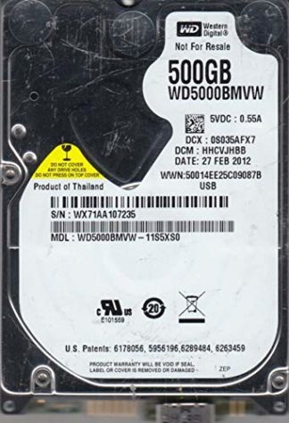WD5000BMVW-11S5XS0, DCM HHCVJHBB, 500GB USB 2.5 Hard Drive
