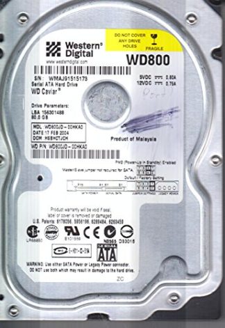 WD800JD-00HKA0, DCM HSBHCTJCH, Western Digital 80GB SATA 3.5 Festplatte