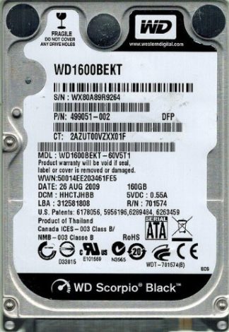 Western Digital WD1600BEKT Scorpio Black Harddisk