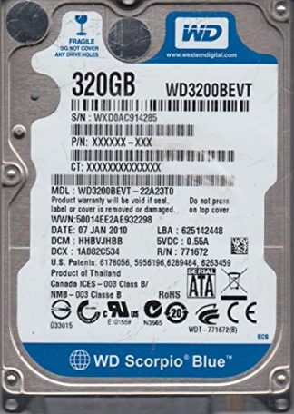 wd3200bevt-22 a23t0, DCM hhbvjhbb, Western Digital 320 GB SATA 2,5 Festplatte